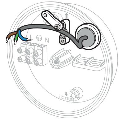 Run the power cable through the opening of the cable clamp